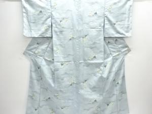 未使用品　霞に草花模様小紋着物